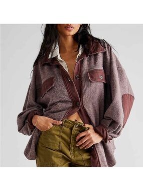 Free People Oversized Shacket in Dusty Mauve